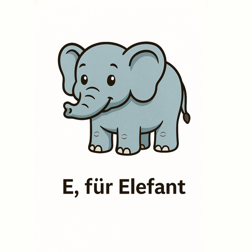 E für Elefant_German Alphabet for beginners_Learning Material for Children in German