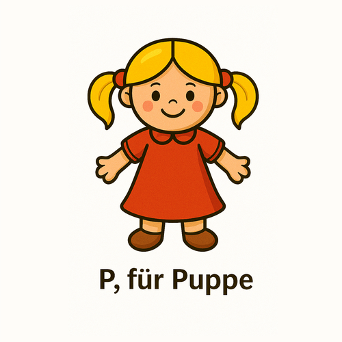P für Puppe_German Alphabet for beginners_Learning Material for Children in German
