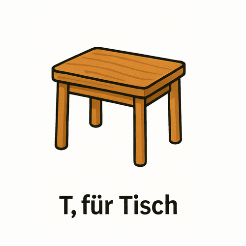 T für Tisch_German Alphabet for beginners_Learning Material for Children in German