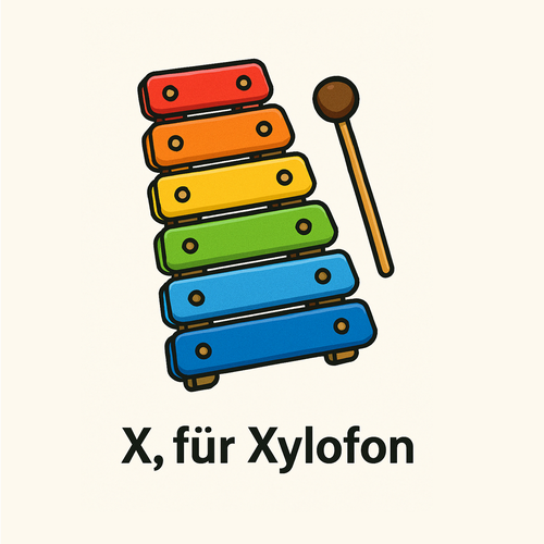 X für Xylofon_German Alphabet for beginners_Learning Material for Children in German