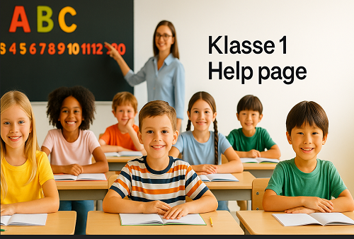 Children in German School – Klasse 1 and Free Learning Material